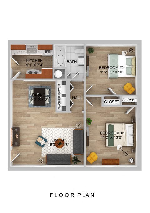 a floor plan of a studio apartment with a bedroom and living room